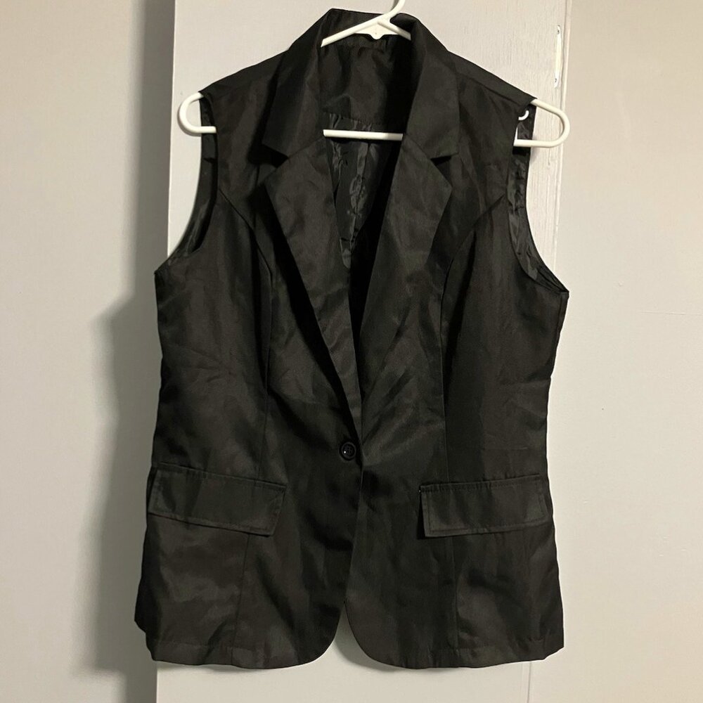 NWOT Unbranded Black 1-Button Vest Women's Size L